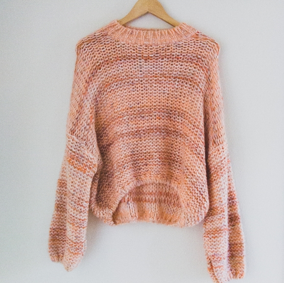 stradivarius Sweaters - STRADIVARIUS Oversize Cropped Marled Knit Sweater